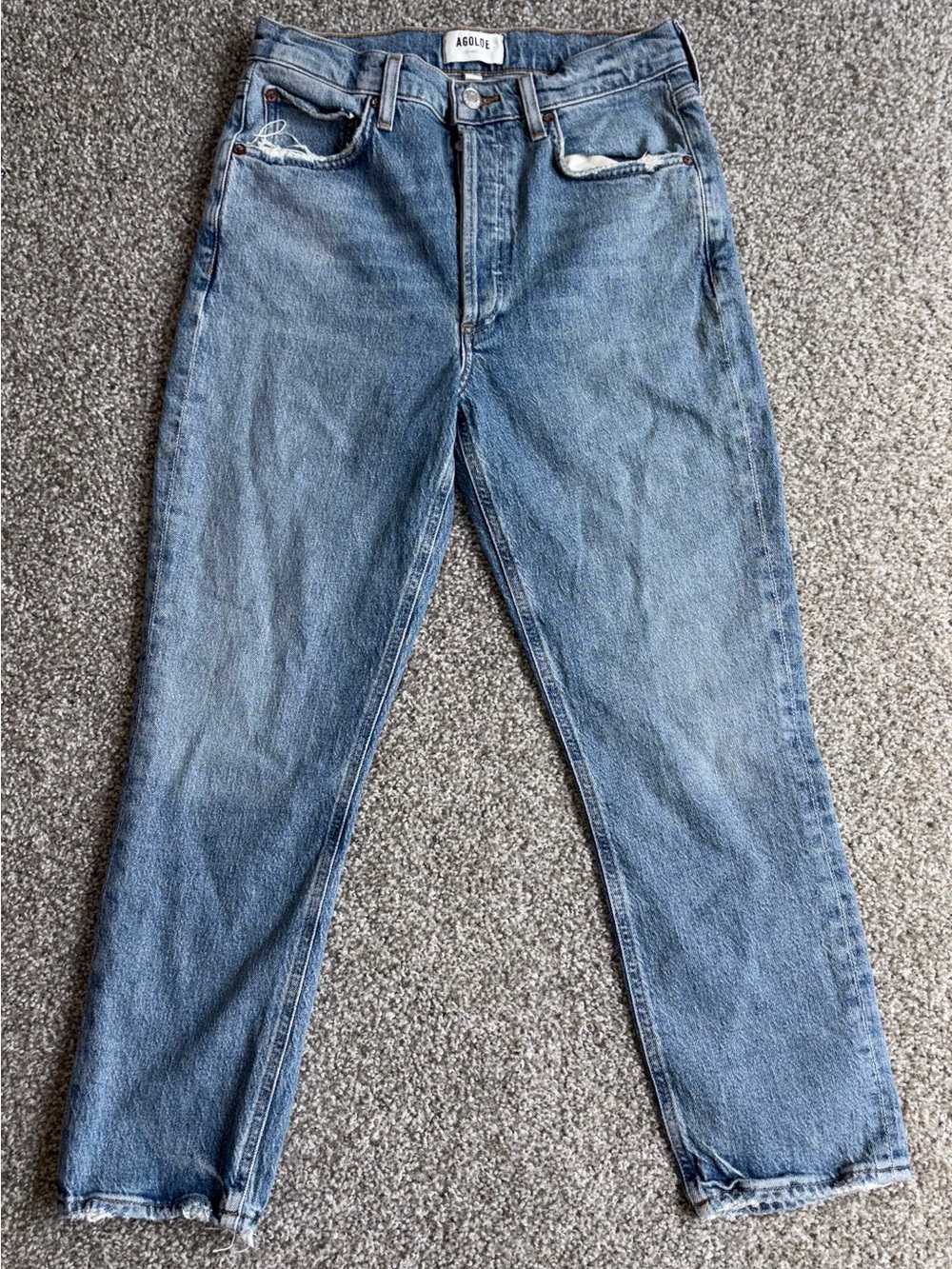Agolde Women’s Straight Leg Jeans in Vintage Blue Denim